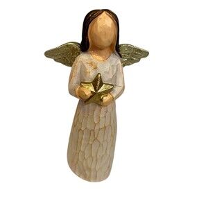 Angel Figurine Holding Gold Star 5" Guardian Angel Decor